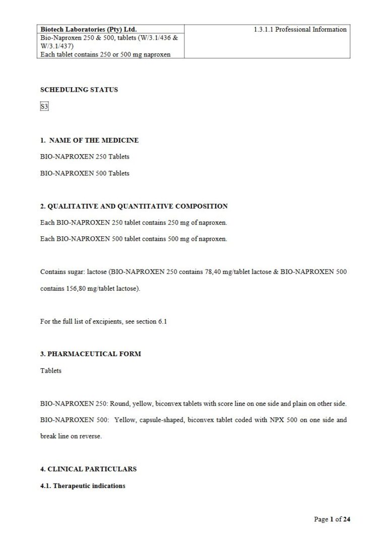 Bio-Naproxen Tablets package insert preview