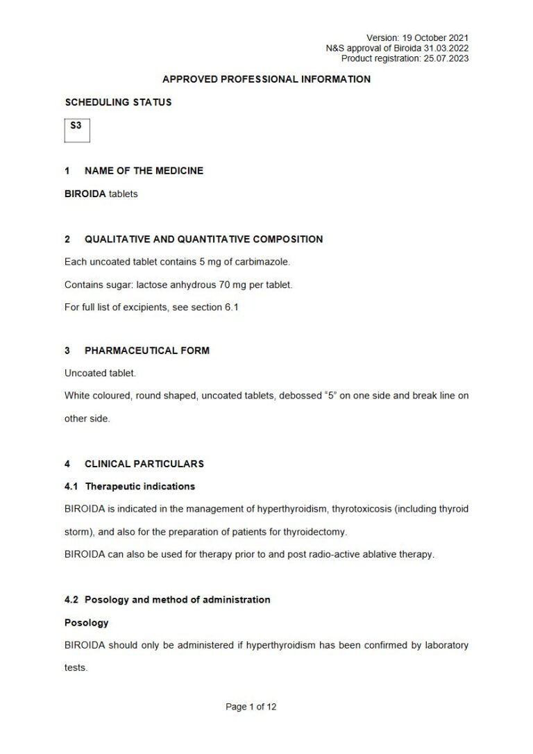 Biroida 5 mg Tablet package insert preview