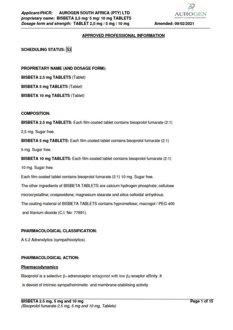 Bisbeta Tablets package insert preview