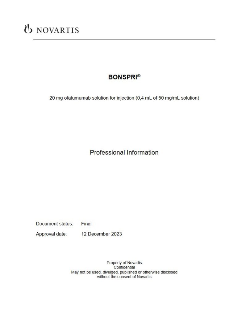Bonspri 20mg Injection package insert preview