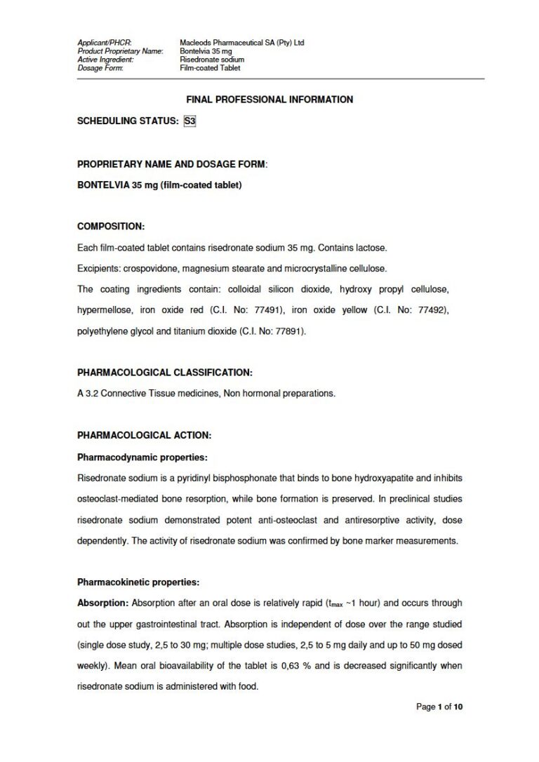Bontelvia 35mg Injection package insert preview