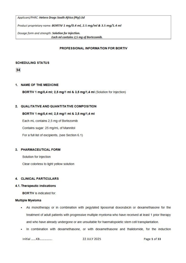 Bortiv Injection package insert preview