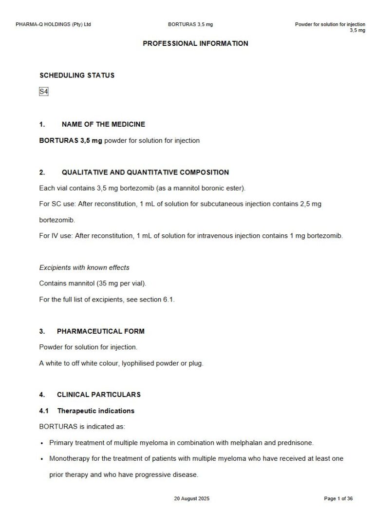 Borturas 3,5 mg Injection package insert preview