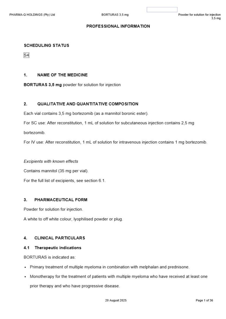 Borturas 3,5mg injection package insert preview