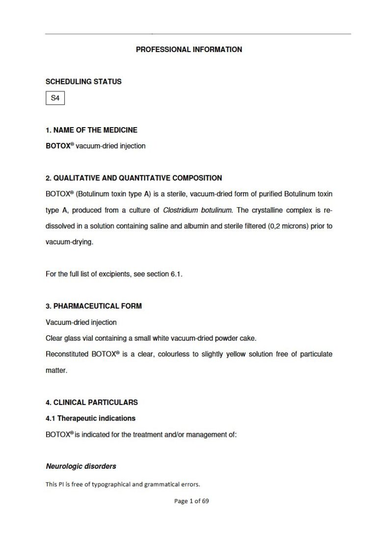 Botox 10 ml Vacuum-dried injection package insert preview