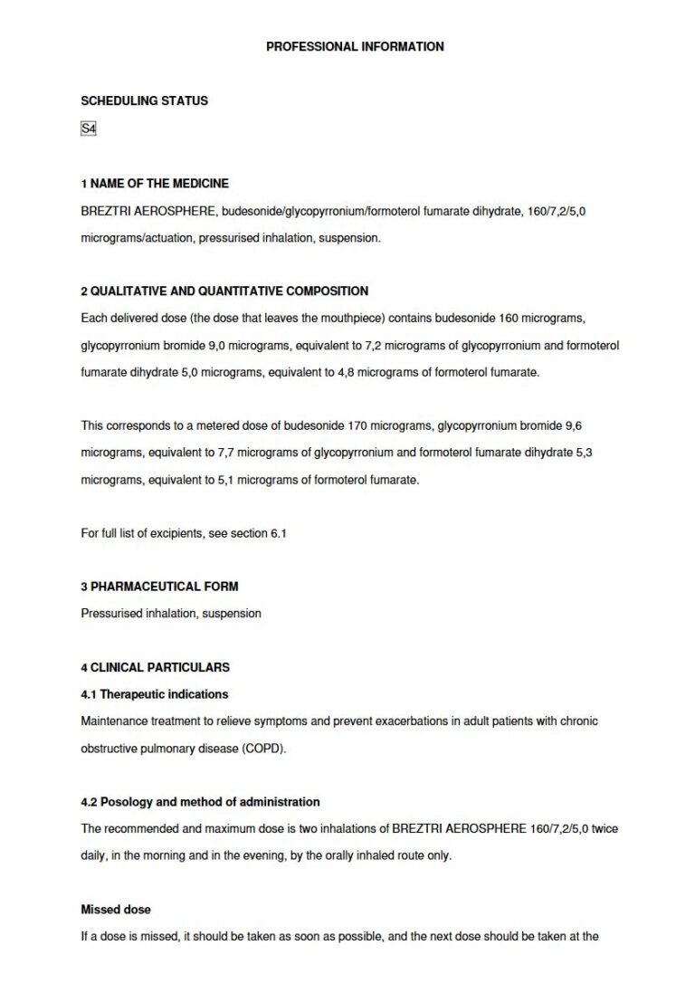 Breztri Aerosphere package insert preview