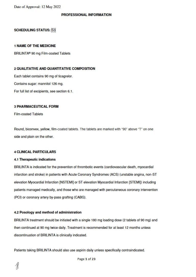 Brilintaa 90mg Tablets package insert preview