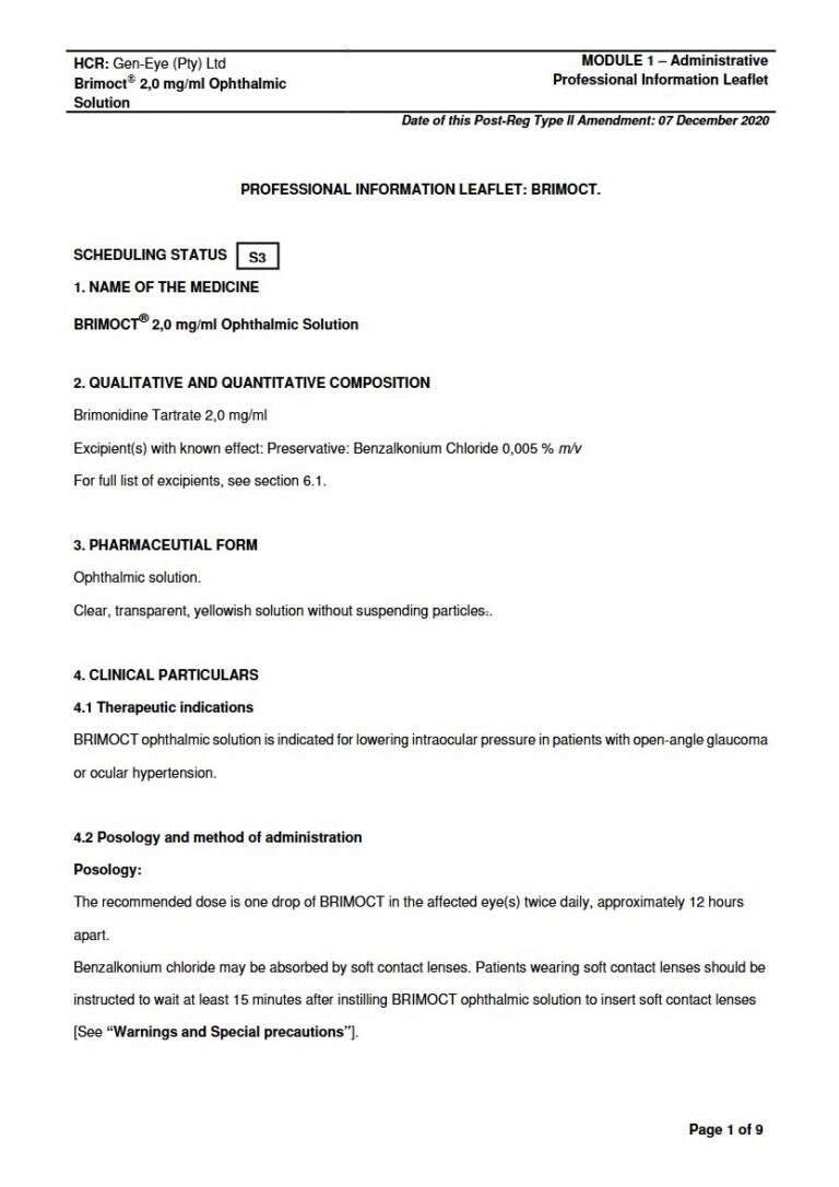 Brimoct Ophthalmic Solution package insert preview