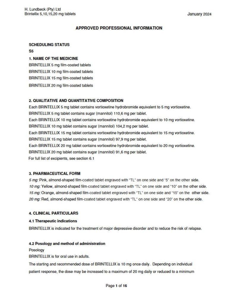 Brintellix Tablets package insert preview