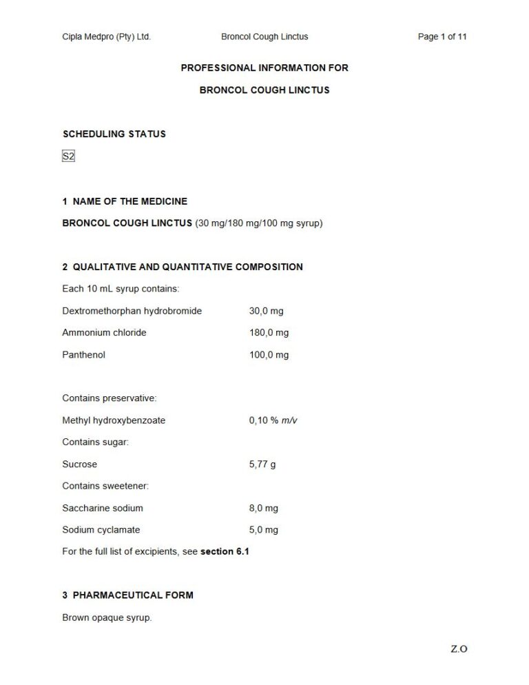 Broncol Cough Linctus Syrup package insert preview