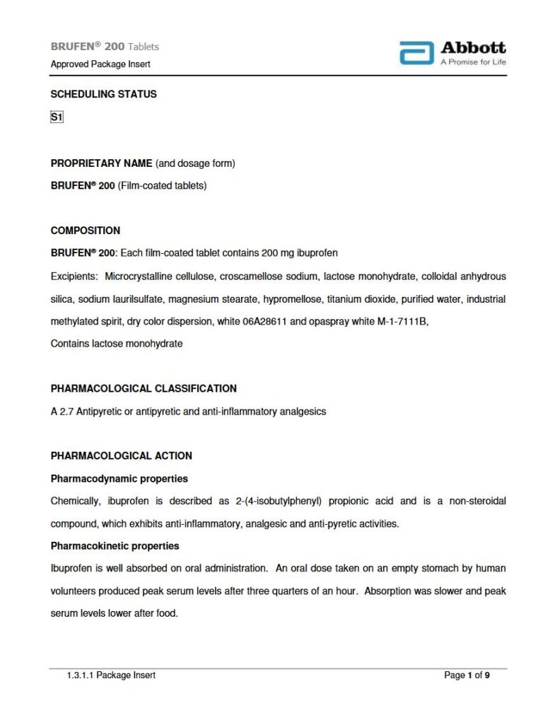 Brufen 200mg Tablets package insert preview