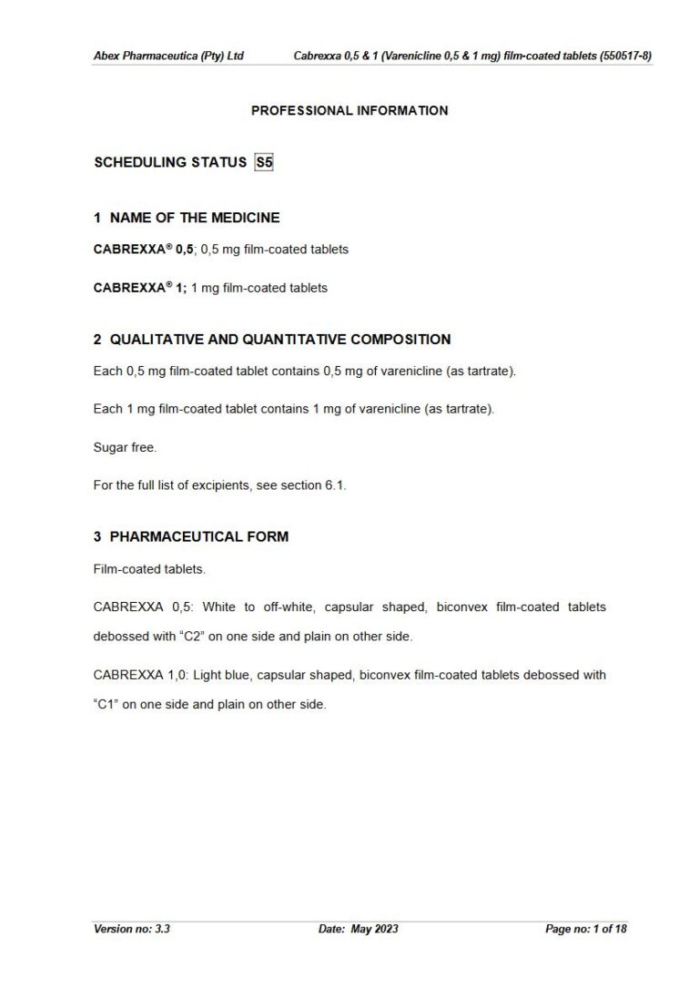 Cabrexxa 0,5mg & 1mg Tablet package insert preview