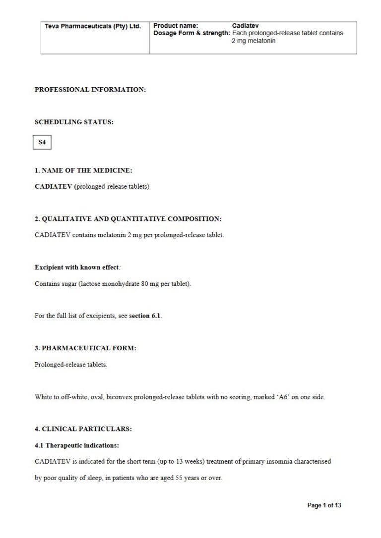 Cadiatev Tablets package insert preview