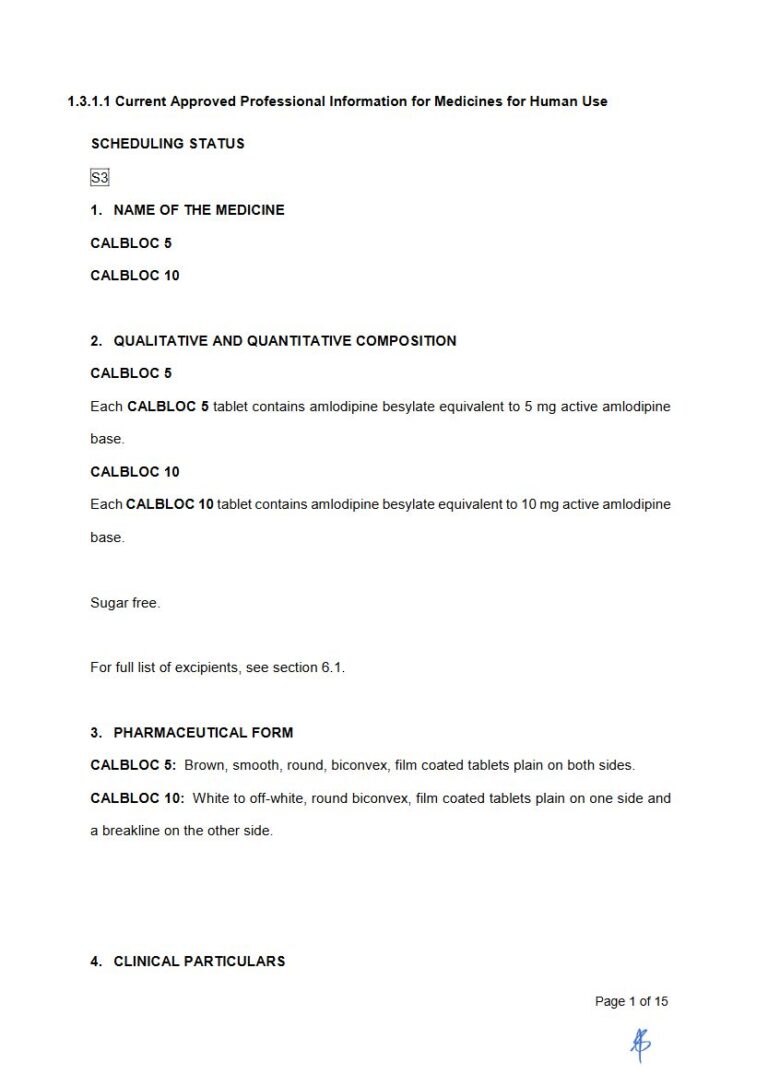 Calbloc 5mg & 10mg Tablets package insert preview