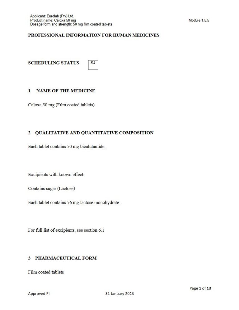 Caloxa 50 mg Tablets package insert preview