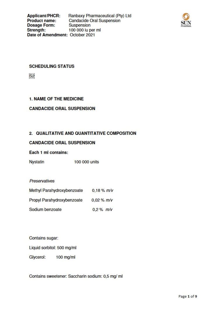 Candacide Oral Suspension package insert preview