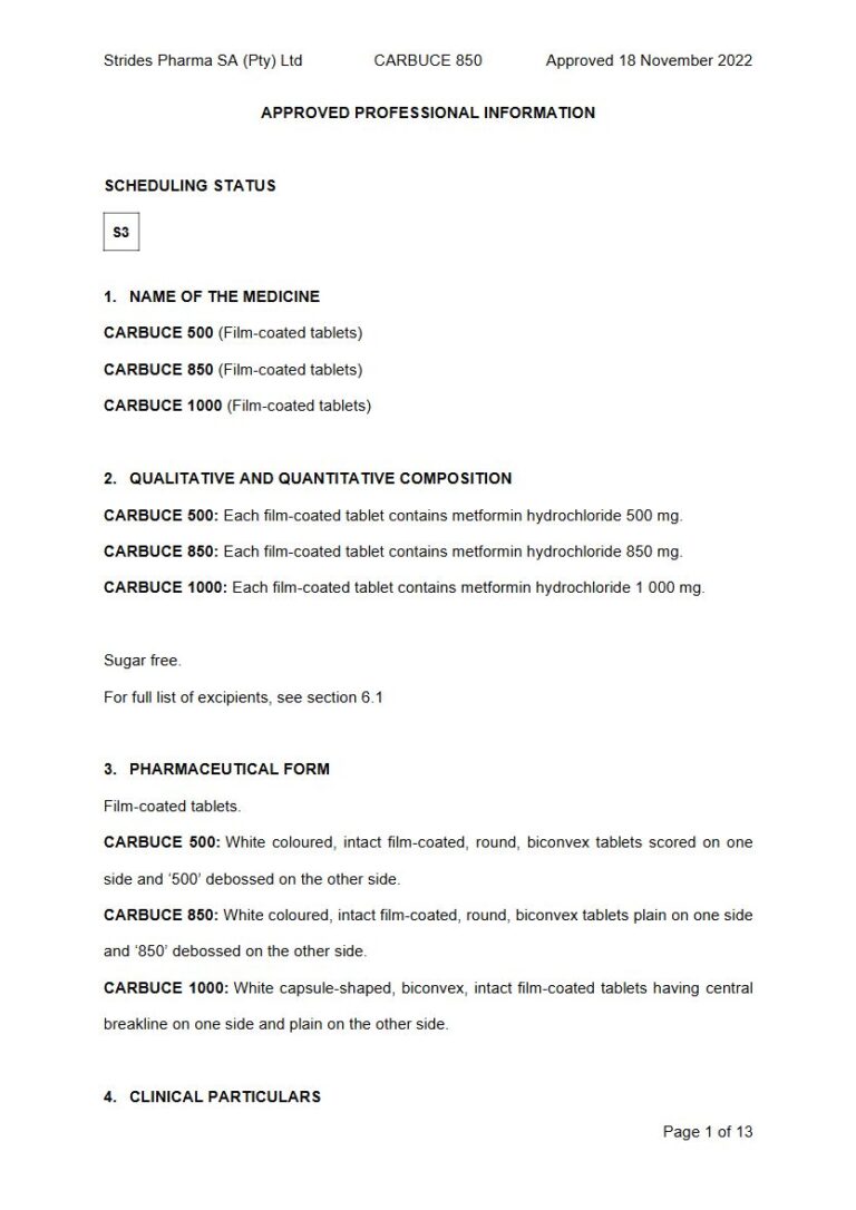 Carbuce 500 mg. 850 mg. 1 000 mg. FC tablets) package insert preview