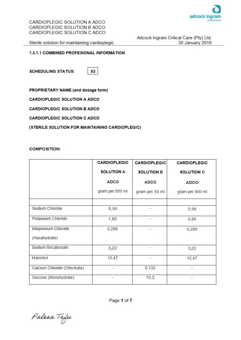 Cardioplegic 950 ml/50 ml Solution package insert preview