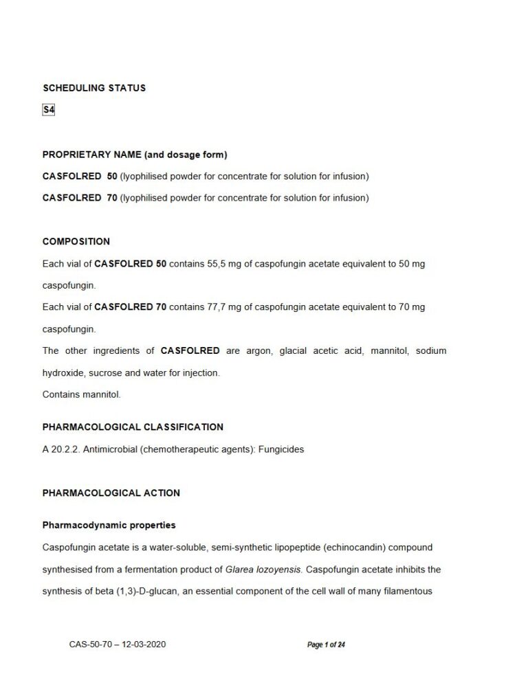 Casfolred 50 mg/70 mg Solution package insert preview