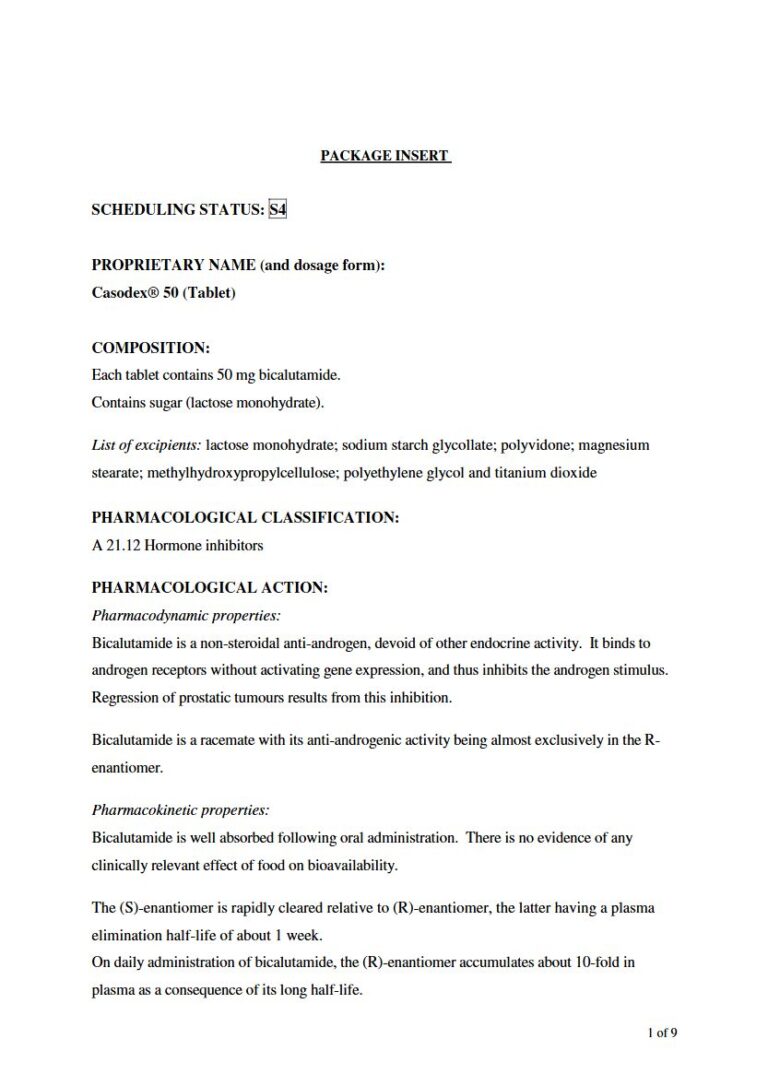 Casodex 50mg Tablet package insert preview