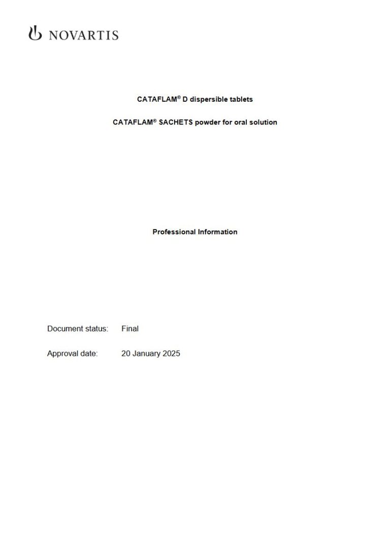 Cataflam D, Cataflam Sachets 50 mg Dispersible Tablets package insert preview