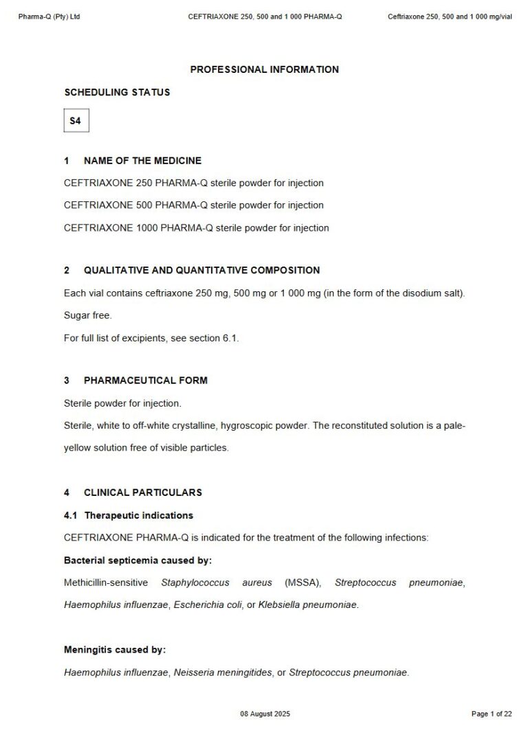Ceftriaxone 000 mg Injection package insert preview
