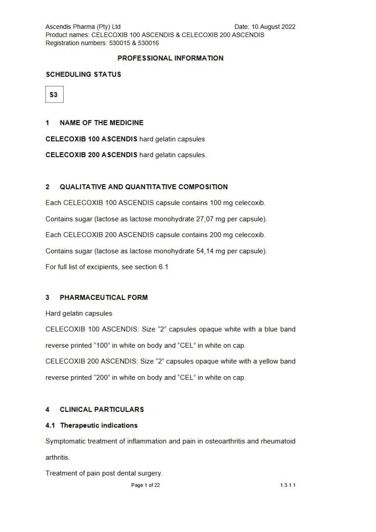 Celecoxib 100 & 200 Ascendis 100 mg. 200 mg Capsule package insert preview