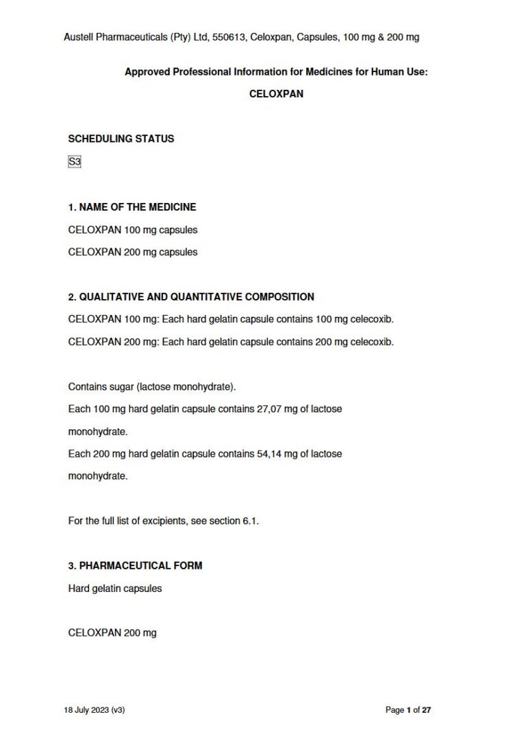 Celoxpan 100 & 200 100 mg, 200 mg Capsule package insert preview