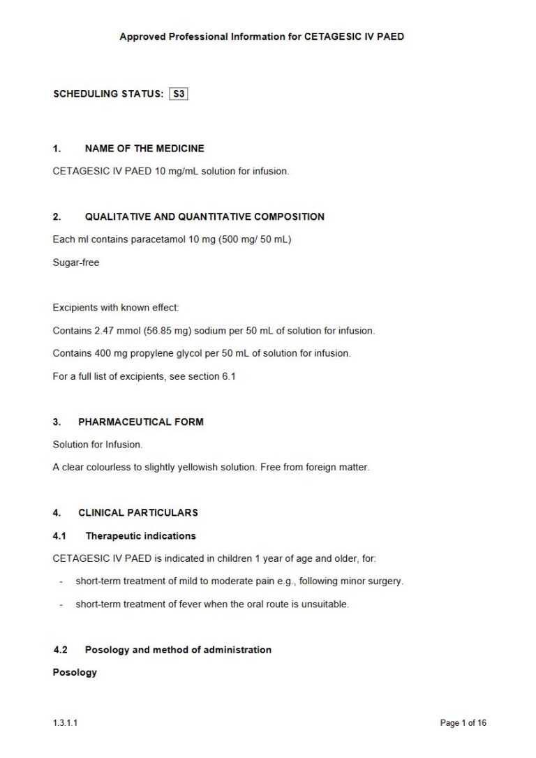 Cetagesic Iv Paed 10 mg/mL Solution for Infusion. package insert preview