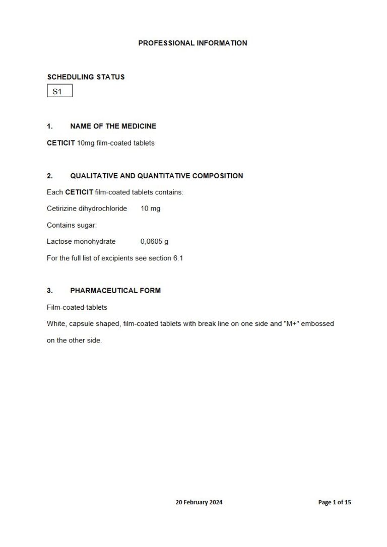 Ceticit 10mg FC tablets package insert preview