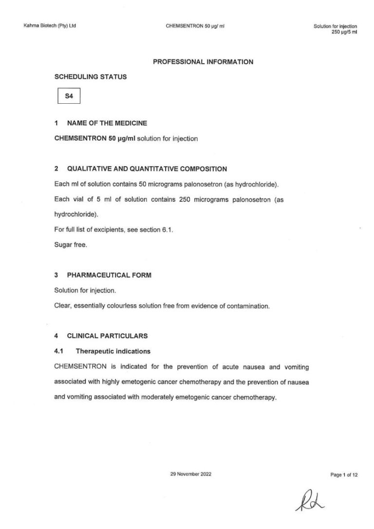Chemsentron 250,0 μg Solution for injection package insert preview