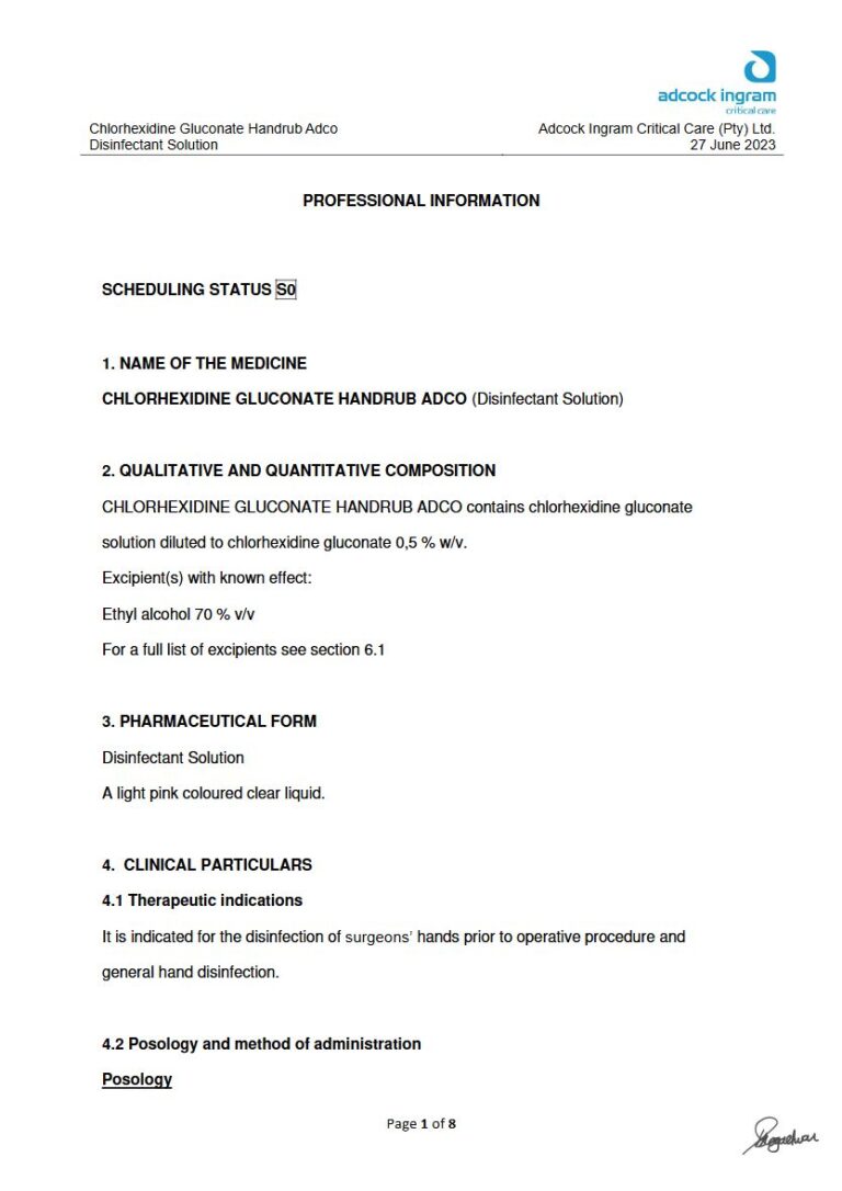 Chlorhexidine Gluconate Handrub Adco 0,5 % Solution package insert preview