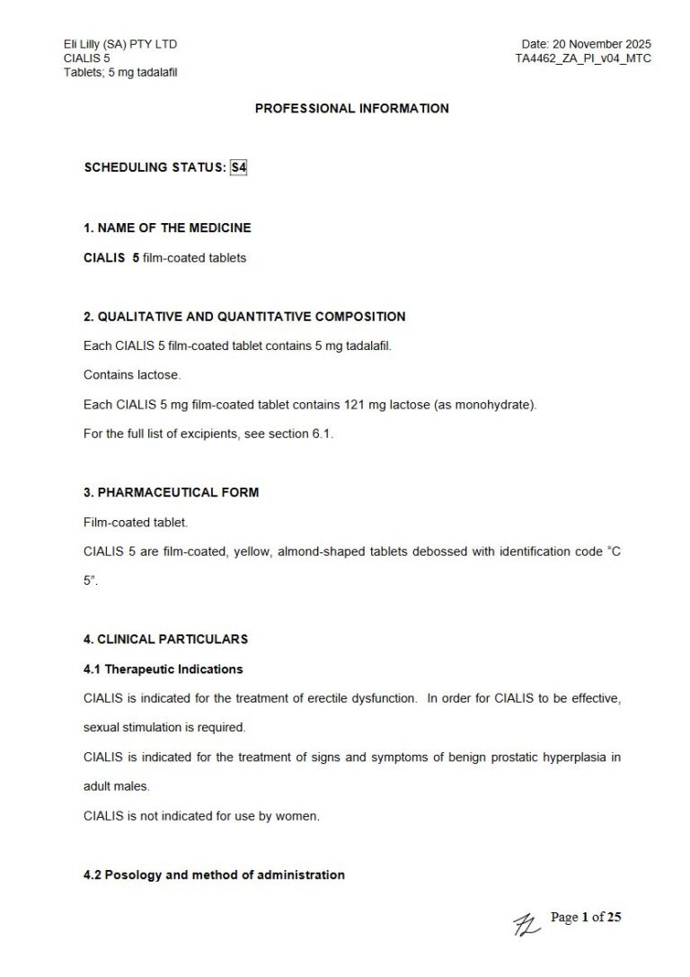 Cialis 5 5mg FC tablets package insert preview