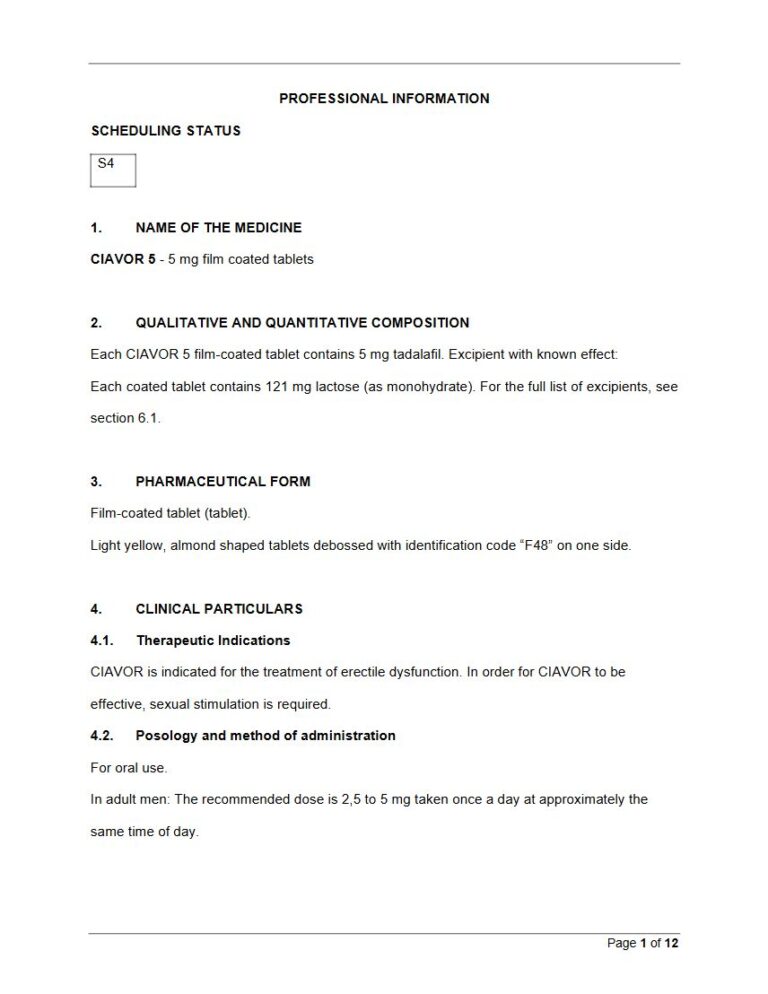 Ciavor 5 5mg FC talet package insert preview
