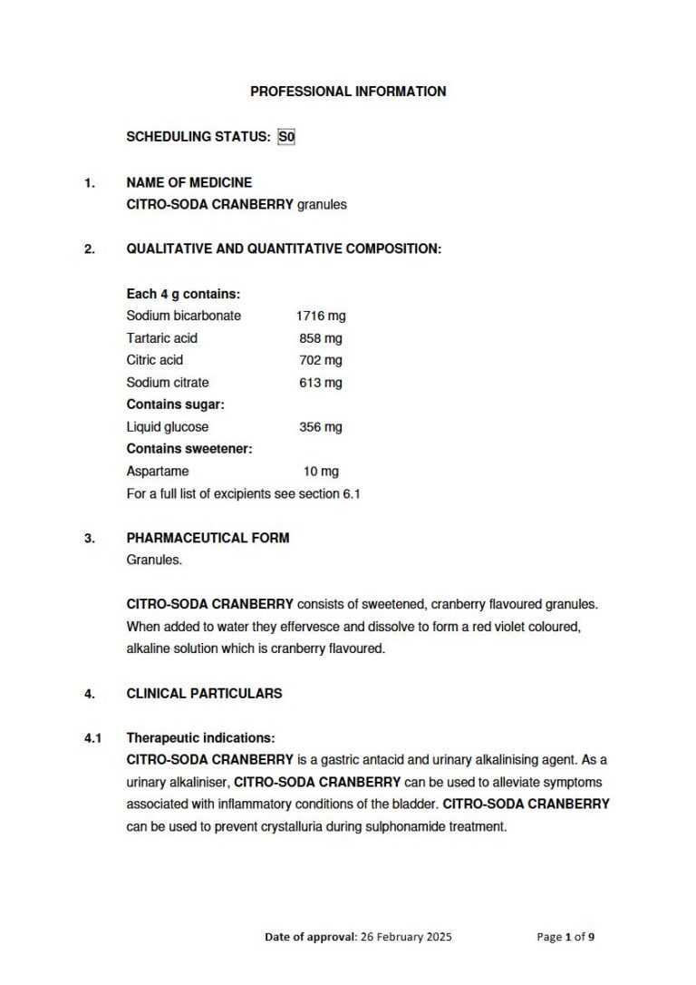 Citro-Soda Cranberry 4 g Granules. package insert preview
