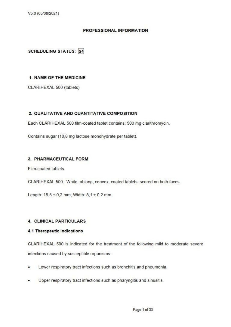 Clarihexal 500 500 mg FC tablets package insert preview