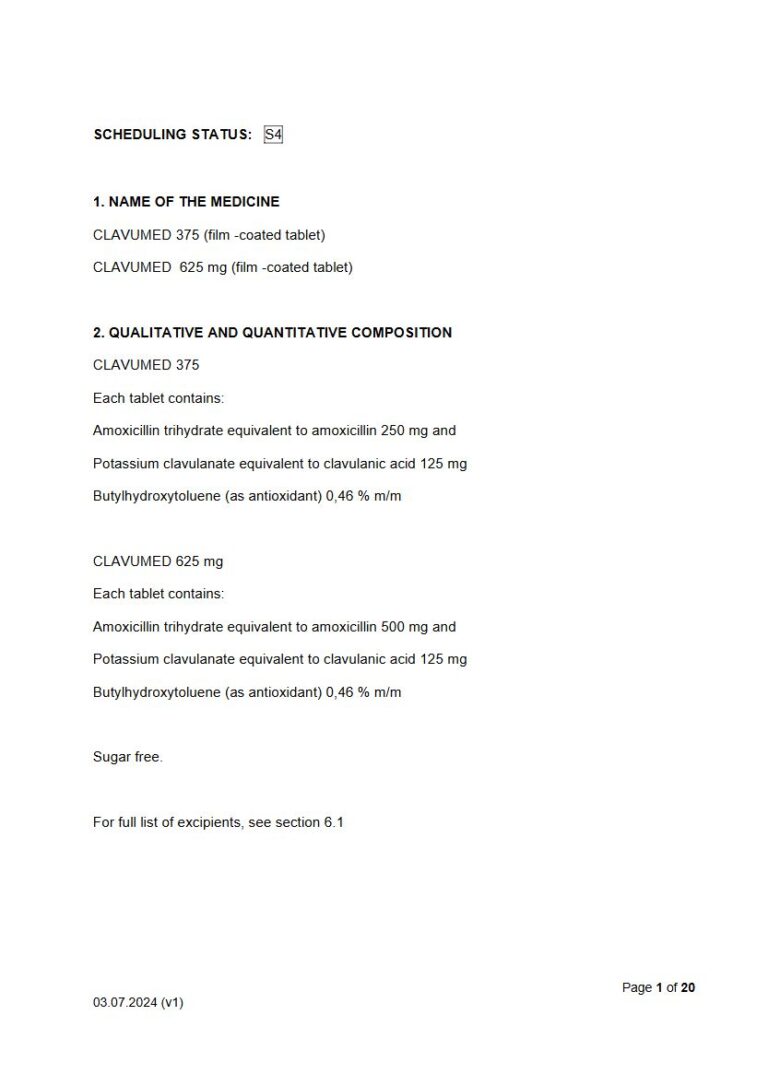 Clavumed 375mg, 625 mg Film-coated tablets package insert preview