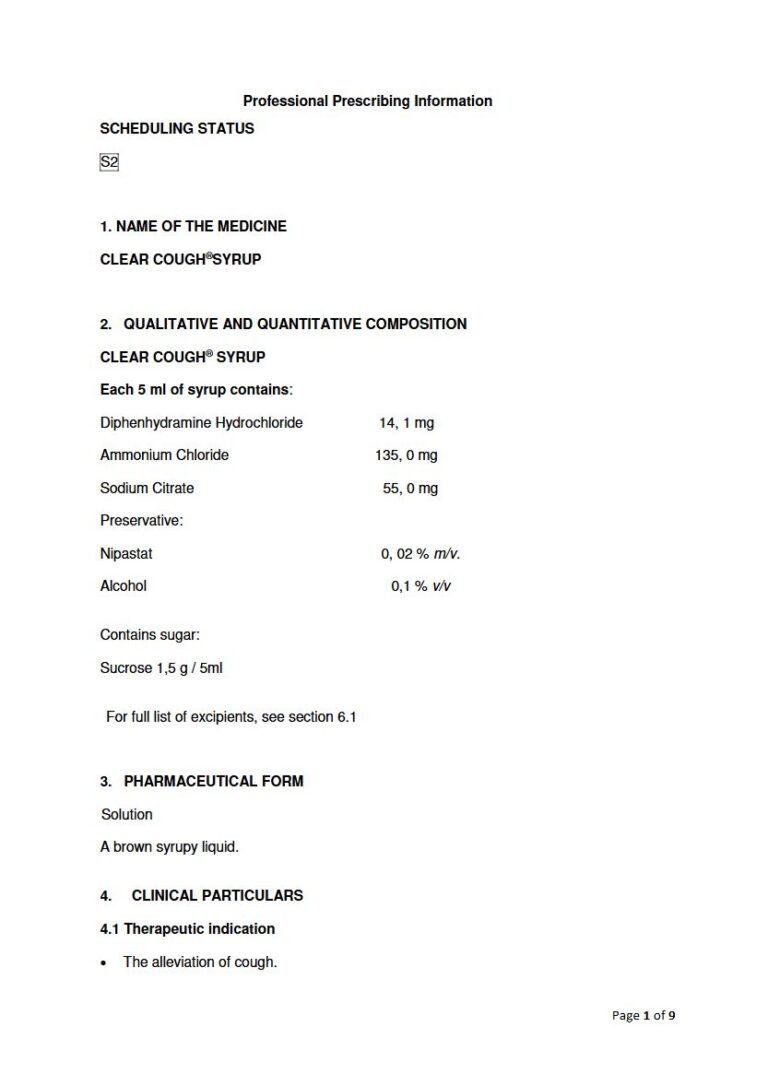Clear Cough Syrup 5 ml SYRUP package insert preview