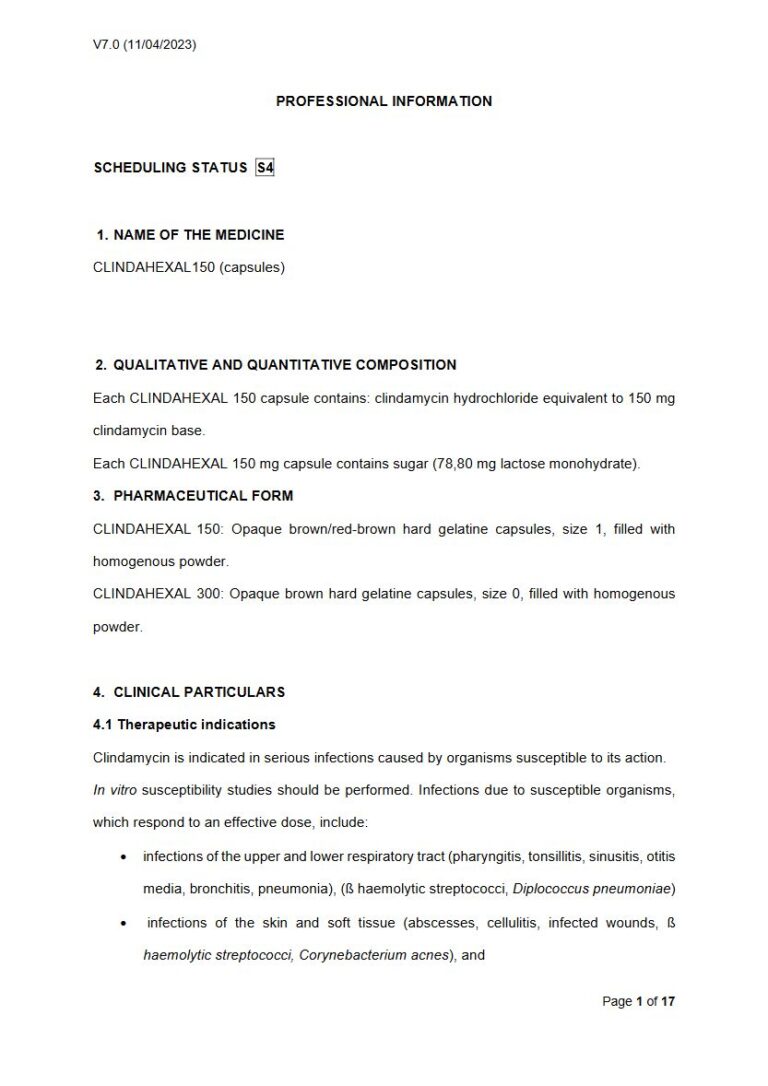 Clindahexal150 150 mg Capsules package insert preview