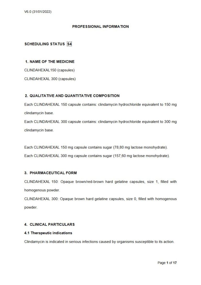 Clindahexal150/Clindahexal 150 mg/300 mg Capsules package insert preview