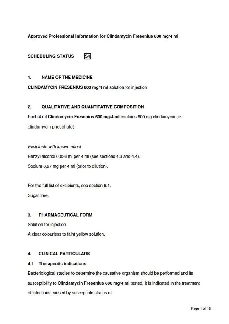 Clindamycin Fresenius 600 Mg/4 Ml Solution package insert preview