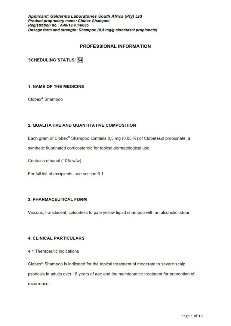 Clobex Shampoo 0.5 mg package insert preview