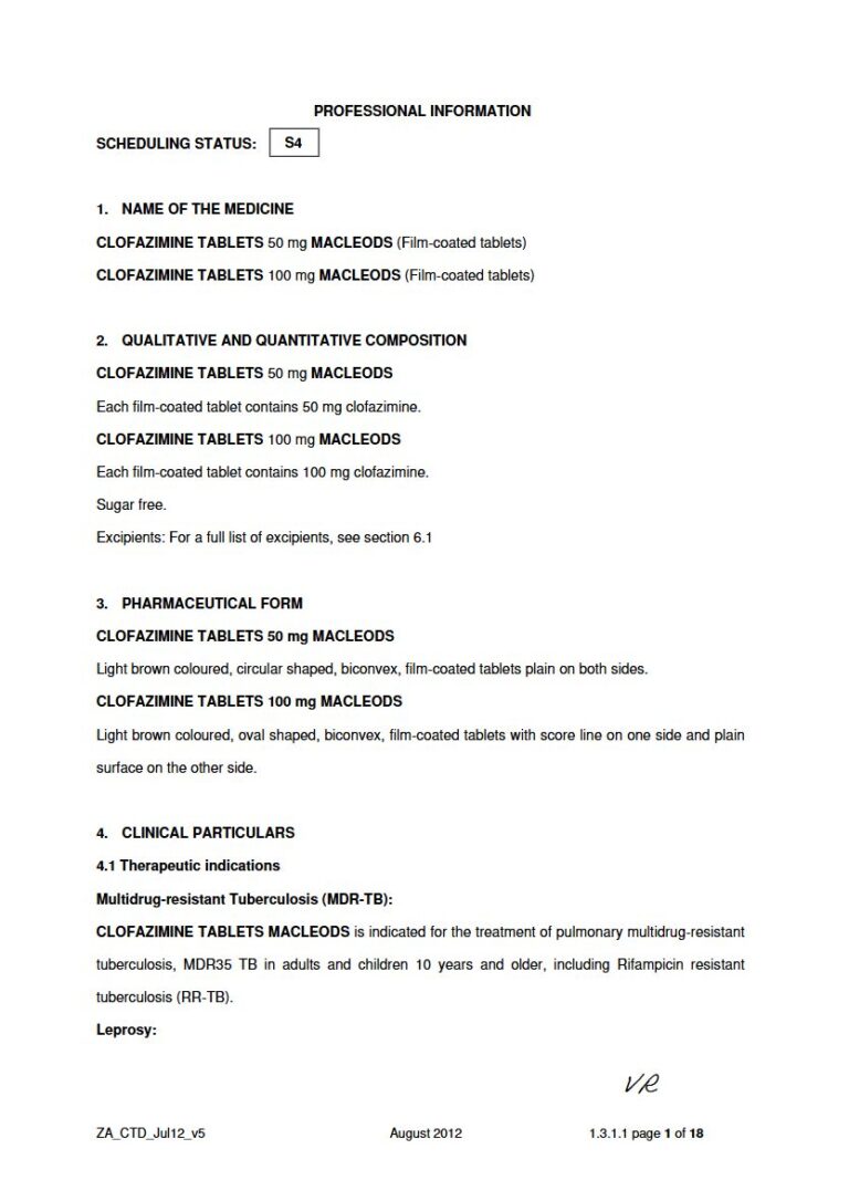 Clofazimine 100 Mg/50 mg Tablets package insert preview