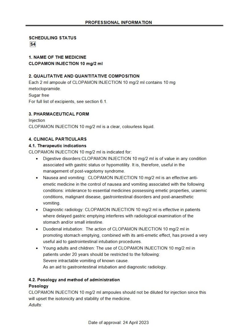 Clopamon 10 Mg/2 Ml Injection package insert preview