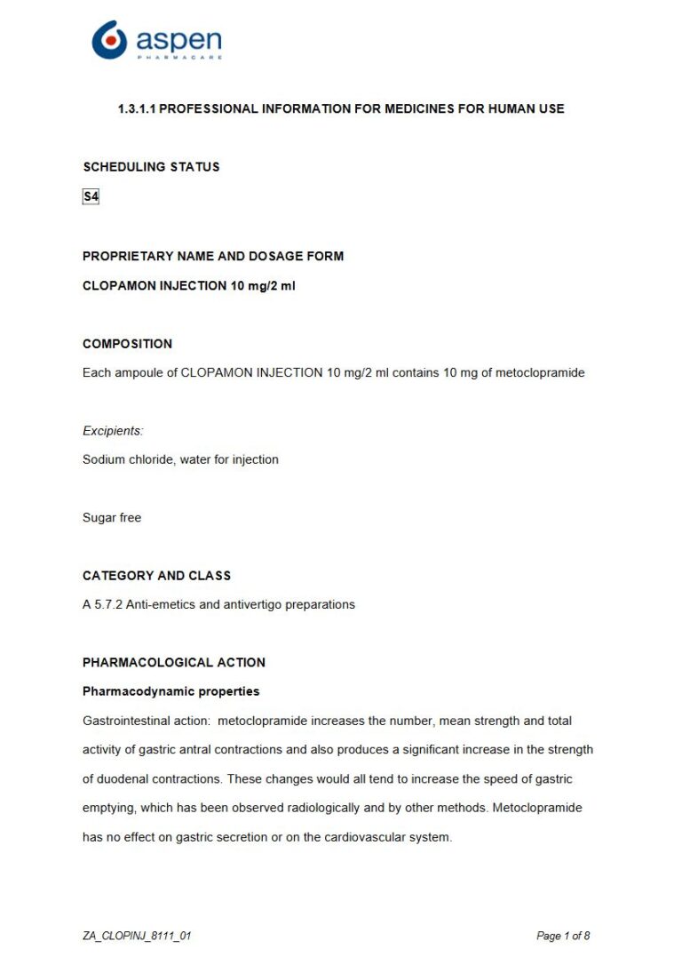 Clopamon 10mg/2ml Injection package insert preview