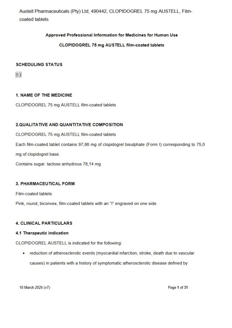 Clopidogrel 75 Mg Film-Coated Tablets package insert preview