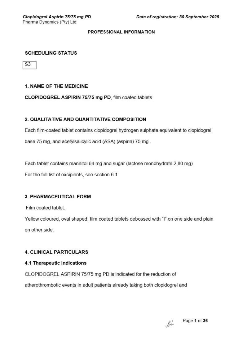 Clopidogrel Aspirin 75 Mg Film-Coated Tablets package insert preview