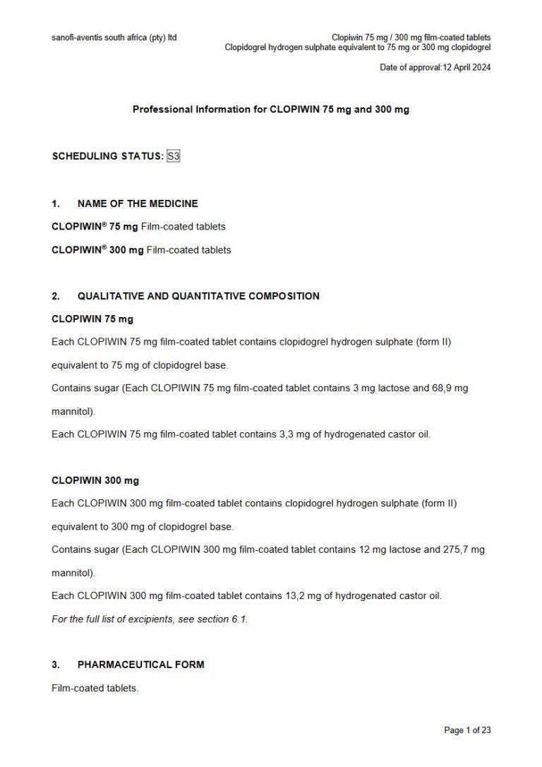Clopiwin 75 Mg/300 Mg Film-Coated Tablets package insert preview