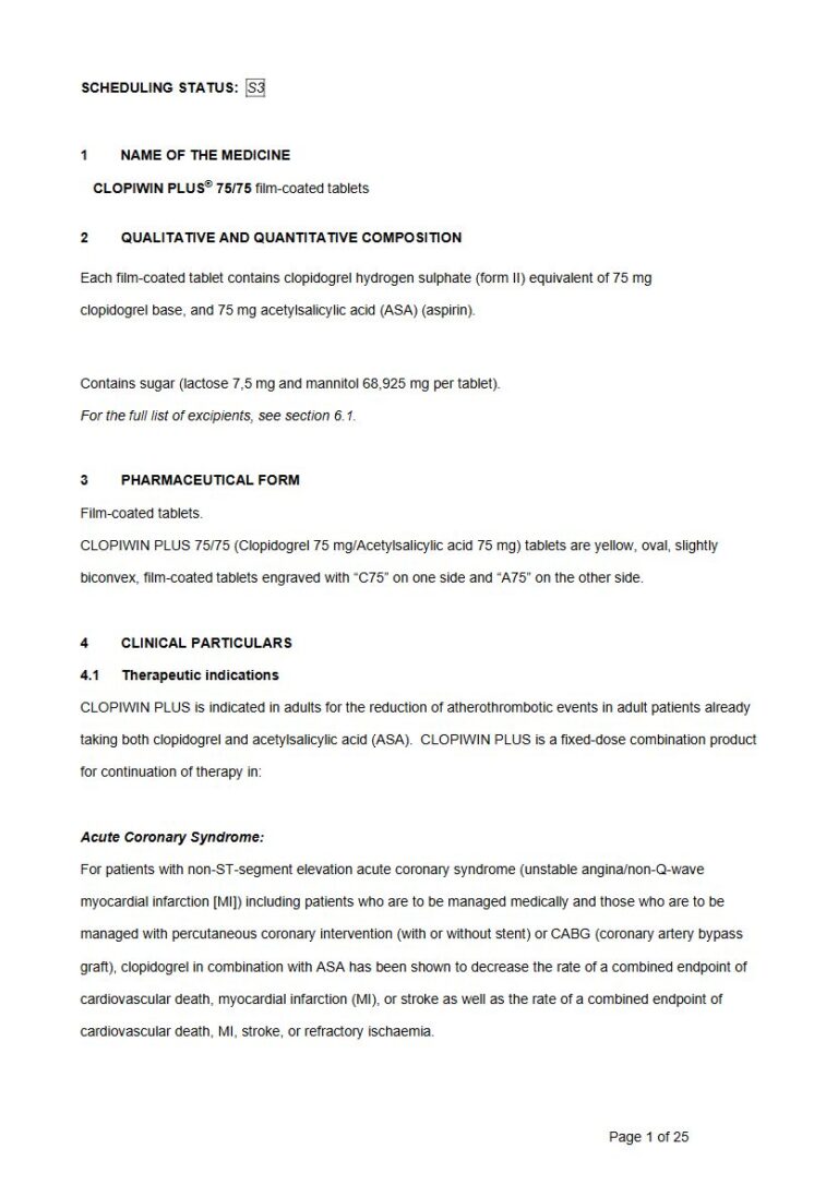 Clopiwin Plus 75 mg FC tablets. package insert preview