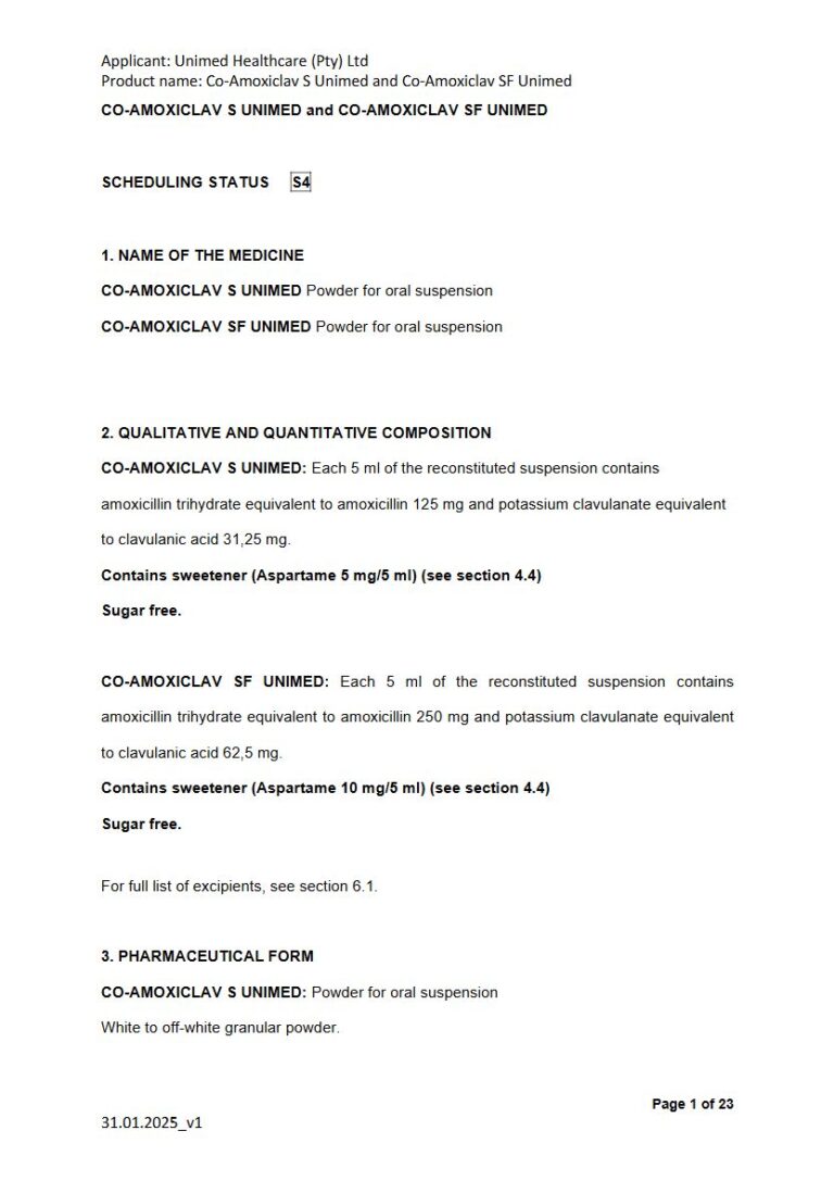 Co-Amoxiclav S Unimed And Co-Amoxiclav Sf Unimed 10 mg/5 ml package insert preview